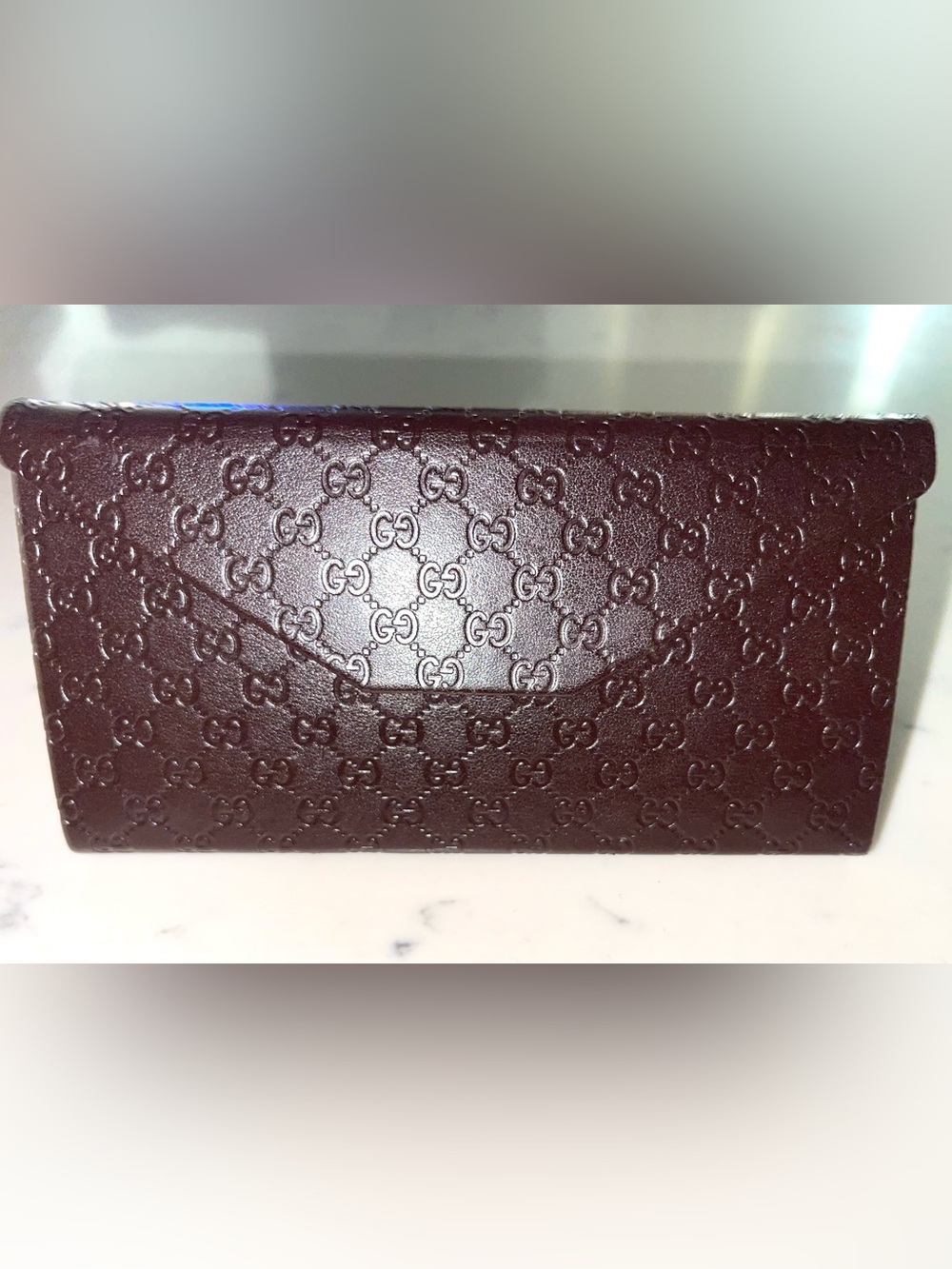 GUCCI Embossed GG Logo Guccisimma Faux Leather Eyewear Sunglasses Case